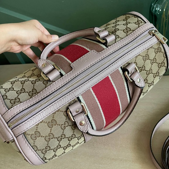 ❌SOLD❌Gucci Boston GG Supreme Canvas Lt Pink Nude Bag 2 - Picture 8 of 13